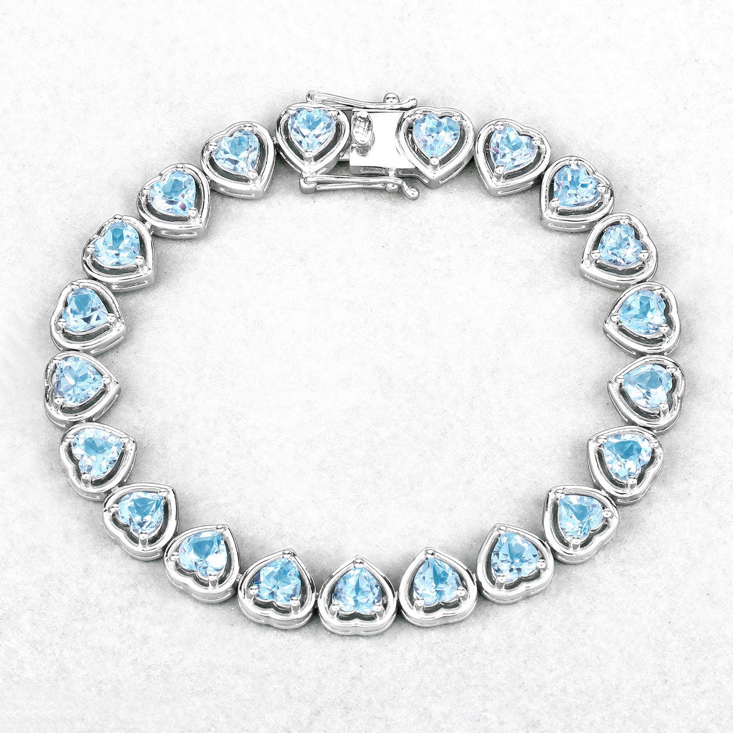 Blue Topaz Tennis Bracelet 10.4 Carats Sterling Silver