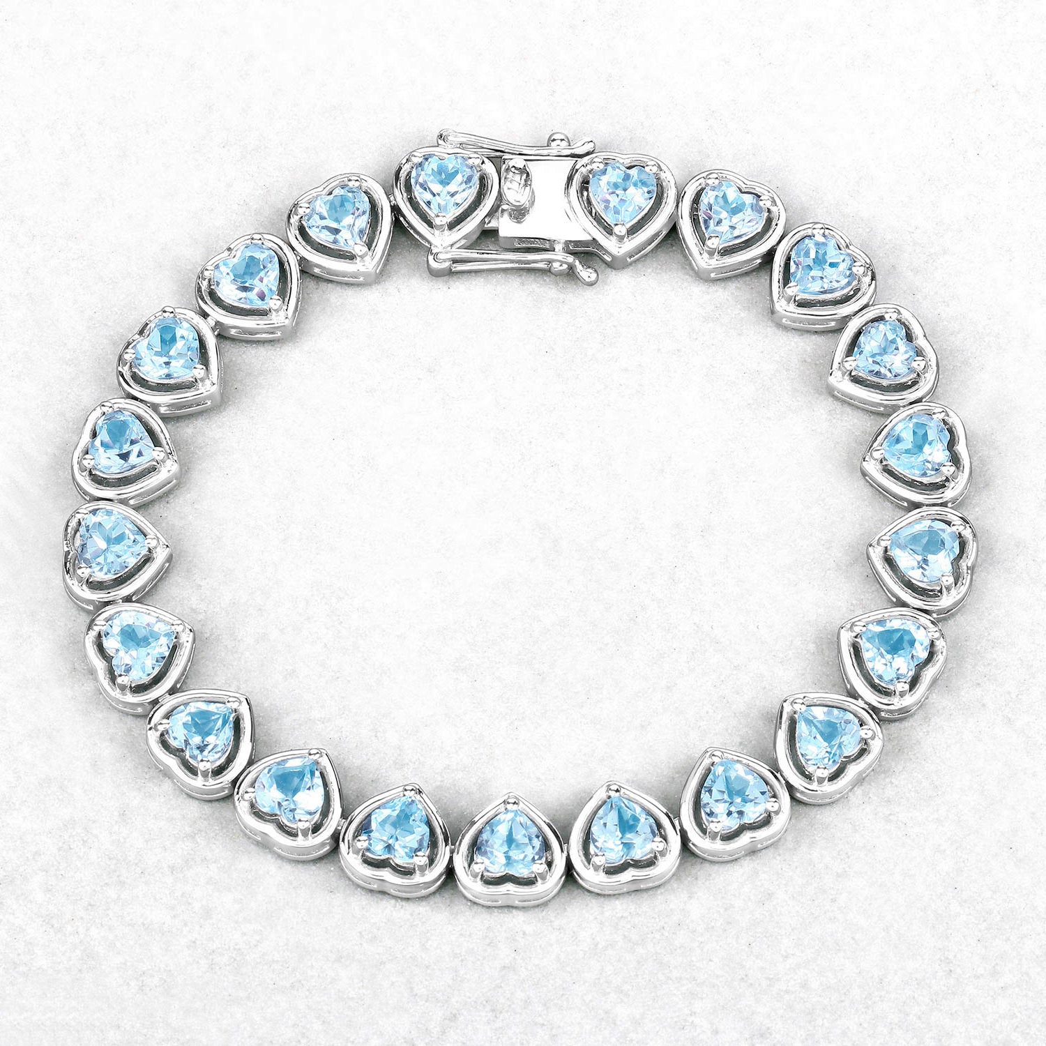 Blue Topaz Tennis Bracelet 10.4 Carats Sterling Silver