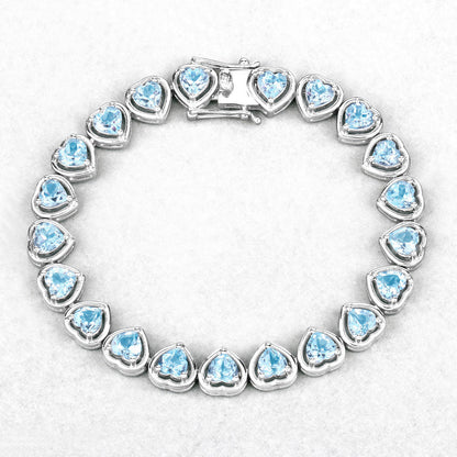 Blue Topaz Tennis Bracelet 10.4 Carats Sterling Silver