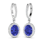 Tanzanite Earrings With Diamonds 2.46 Carats 14K White Gold