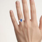 Blue Sapphire Ring With Diamonds 2.04 Carats 18K White Gold