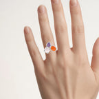 Carnelian Ring With Rose Quartz and Charoite 5.16 Carats Sterling Silver