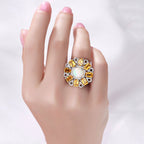 Opal Ring With Citrine 7.14 Carats Sterling Silver