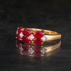 Natural Burma Ruby Ring With Diamonds 1.66 Carats 9K Yellow Gold