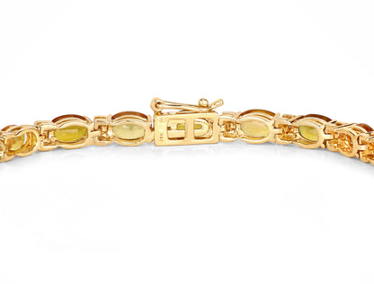 Natural Orange Sapphire Bracelet With Diamonds 12.3 Carats 14K Yellow Gold