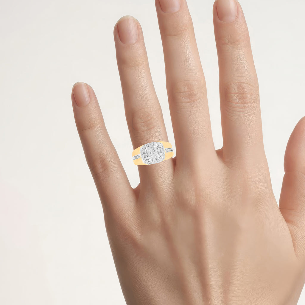 Diamond Ring 0.28 Carats Gold Plated Silver