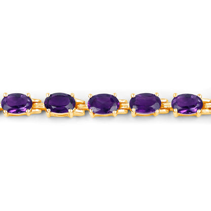 Amethyst Tennis Bracelet 7.96 Carats Gold Plated Silver
