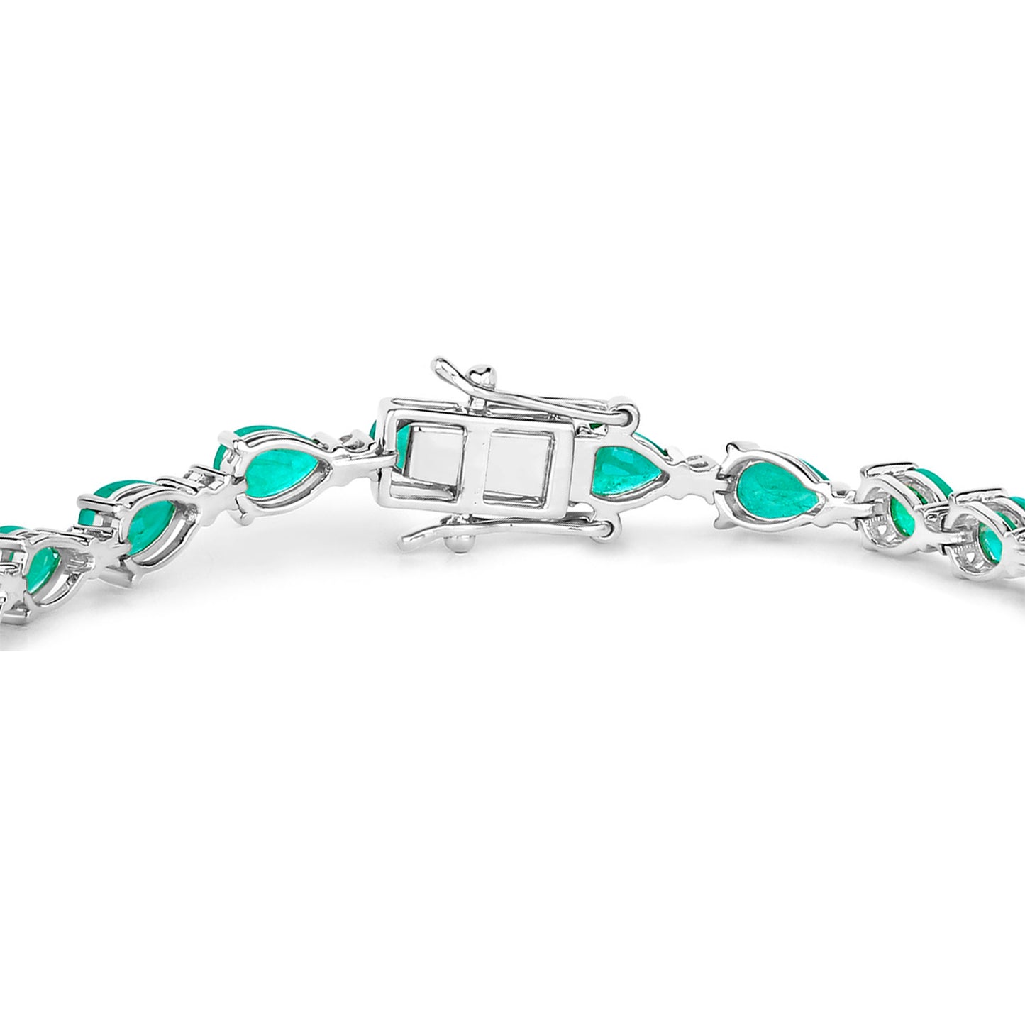Emerald Bracelet With Diamonds 8.34 Carats 14K White Gold