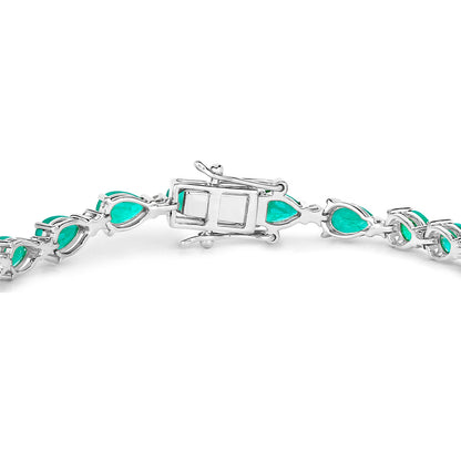 Emerald Bracelet With Diamonds 8.34 Carats 14K White Gold