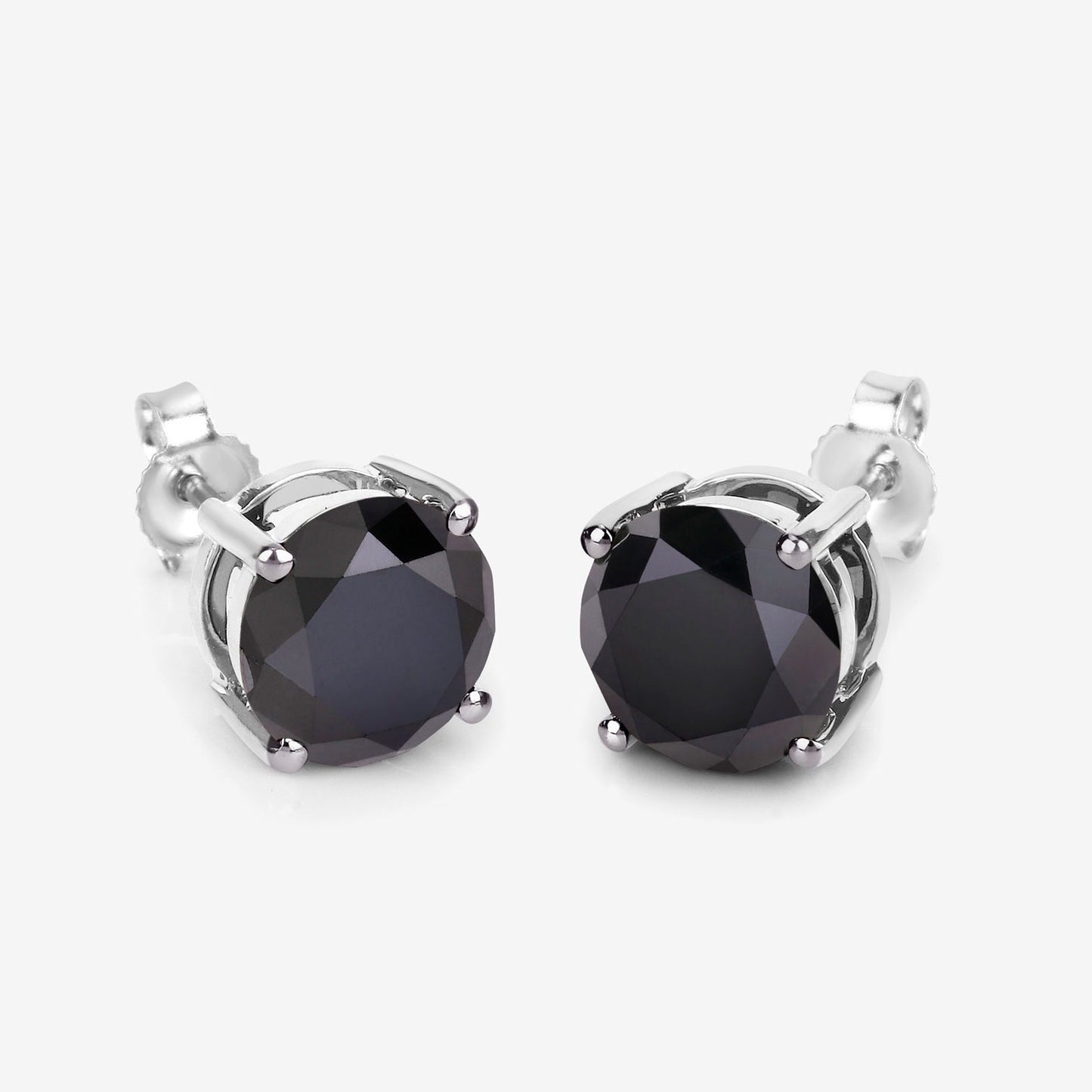Black Diamond Earrings 4.8 Carats 14K White Gold