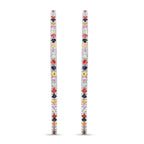 Natural Multicolor Sapphire Hoop Earrings 2.16 Carats Sterling Silver