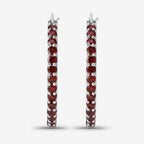 Garnet Hoop Earrings 1.9 Carats Sterling Silver