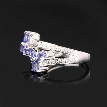 Natural Tanzanite Ring 1.02 Carats Sterling Silver