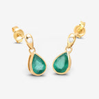 Zambian Emerald Earrings With Diamonds 1.32 Carats 10K Yellow Gold