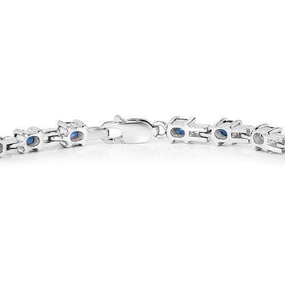 Blue Sapphire Link Bracelet 4.4 Carats Sterling Silver