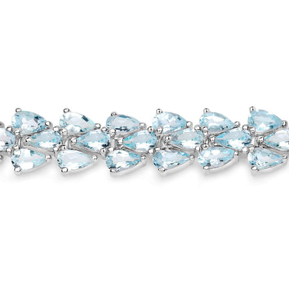 Aquamarine Tennis Bracelet 14.1 Carats Sterling Silver
