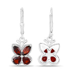 Garnet Butterfly Earrings 2.58 Carats Sterling Silver