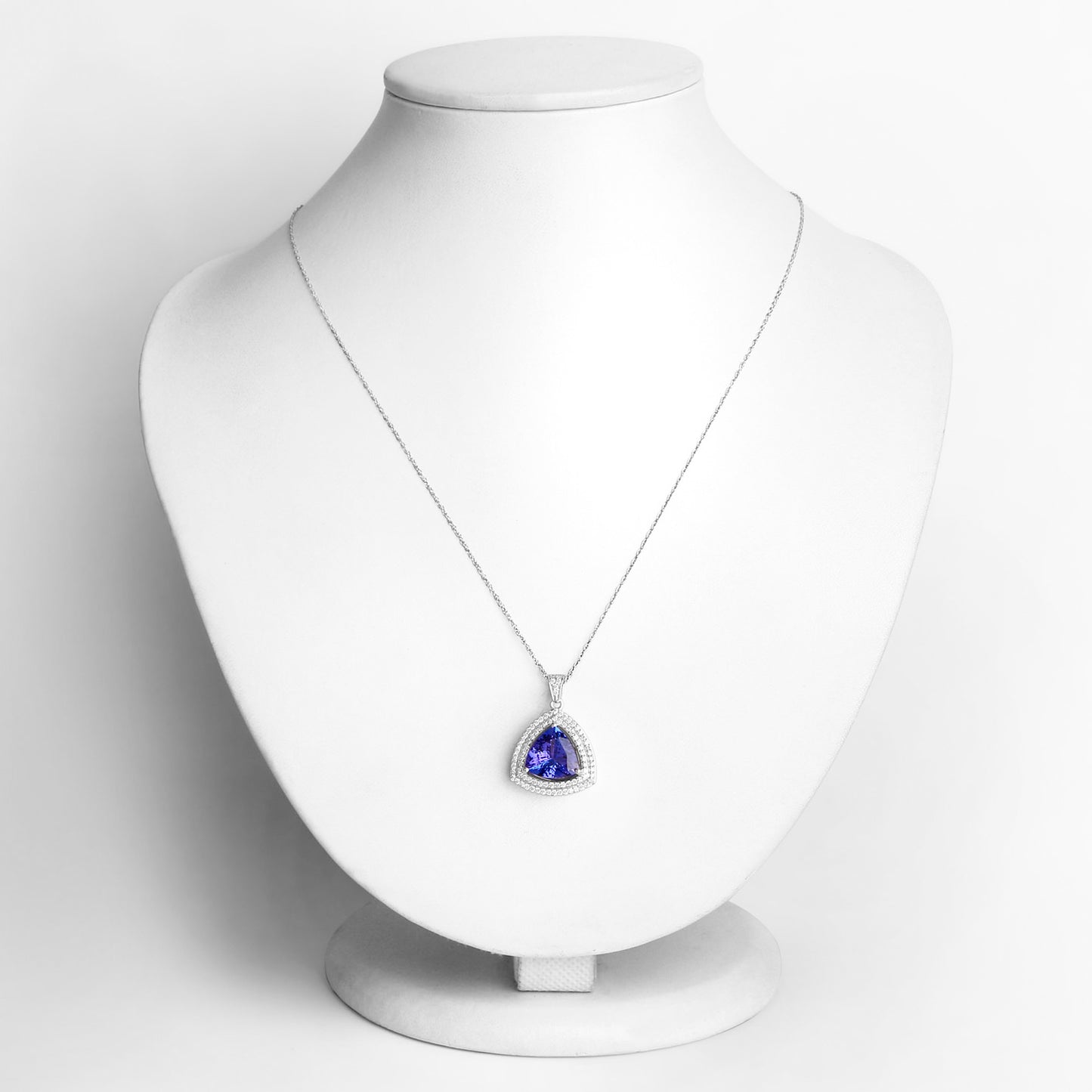Tanzanite Pendant Necklace Diamonds 3.92 Carats 14K White Gold