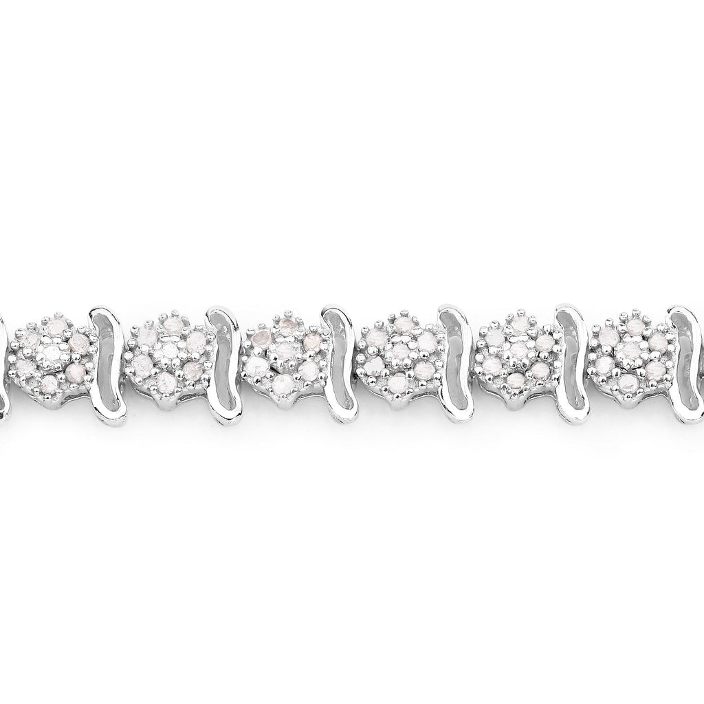 Diamond Tennis Bracelet 0.94 Carats Sterling Silver