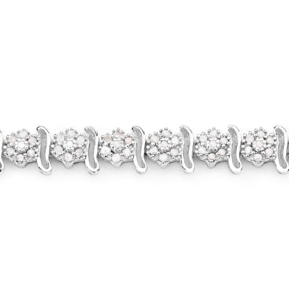 Diamond Tennis Bracelet 0.94 Carats Sterling Silver