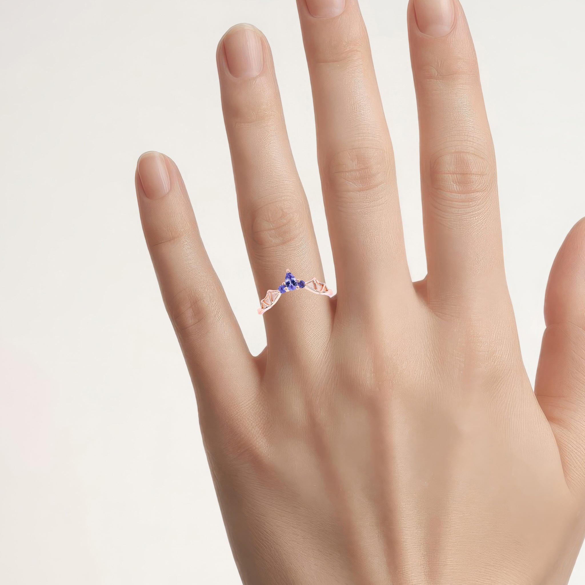 Tanzanite Bat Ring 0.26 Carats Gold Plated Silver