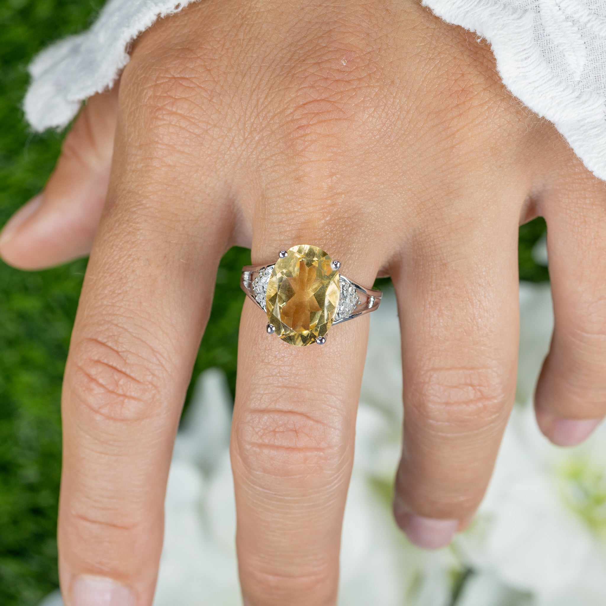 Citrine Ring Diamonds 4.53 Carats Sterling Silver