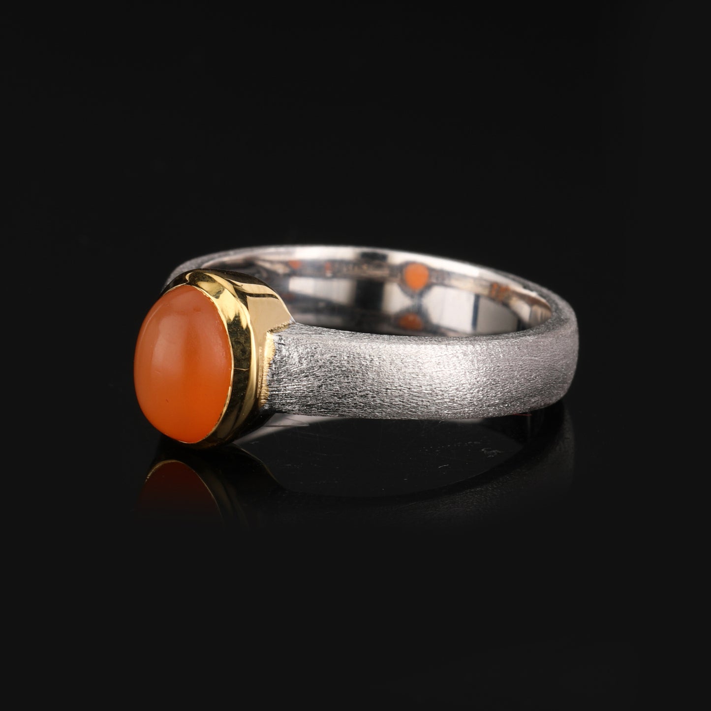 Peach Moonstone Ring 1.30 Carats Gold Plated Silver