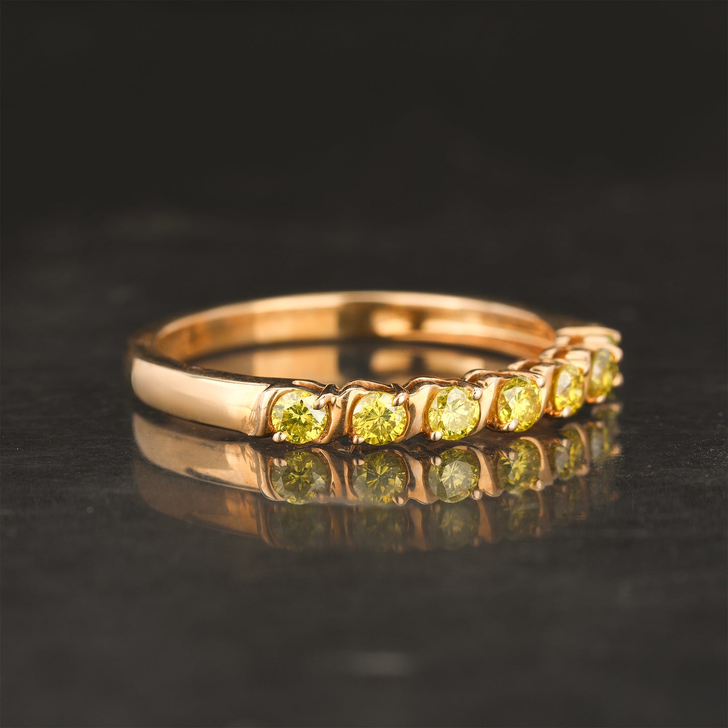 Yellow Diamond Ring 0.31 Carats 9K Yellow Gold