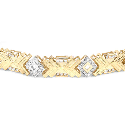 Diamond Cocktail Bracelet 14K Yellow Gold Plated Sterling Silver 9 Inches