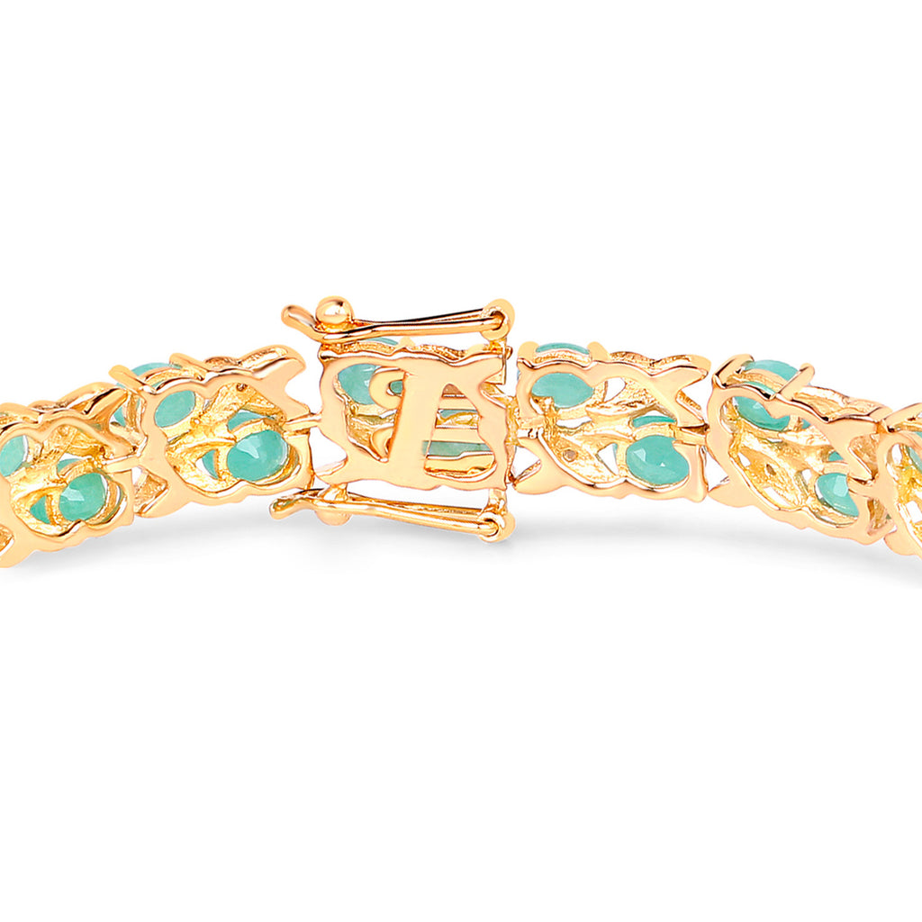 Emerald Crossover Bracelet Diamonds 10.3 Carats 14K Yellow Gold Plated Silver