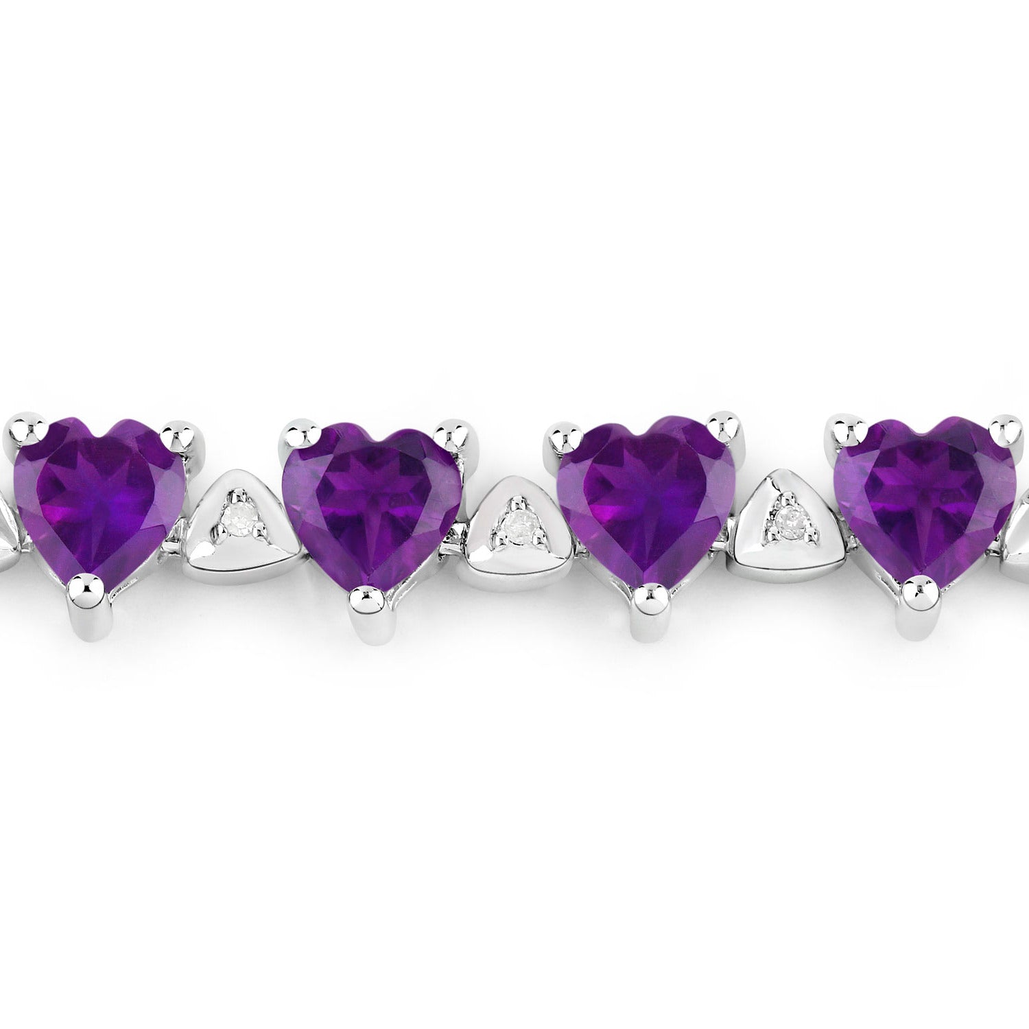 Amethyst Tennis Bracelet With Diamonds 9.98 Carats Sterling Silver