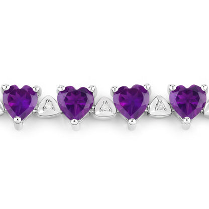 Amethyst Tennis Bracelet With Diamonds 9.98 Carats Sterling Silver