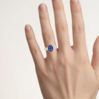 Blue Sapphire Ring With Diamonds 2.6 Carats 18K Yellow Gold