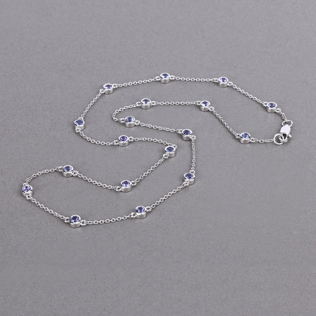 Tanzanite Necklace 1.78 Carats Sterling Silver