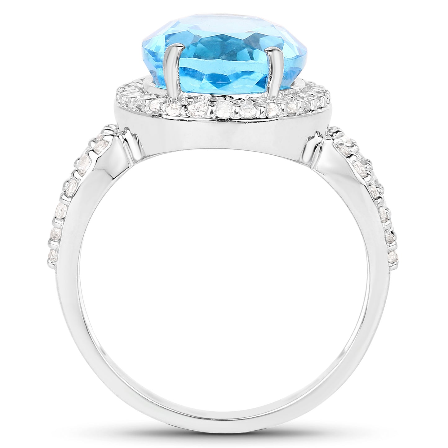 Swiss Blue 5.2 Carat Topaz Ring White Topaz Setting