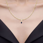 Blue Sapphire Pendant With Diamonds 0.82 Carats 14K Yellow Gold