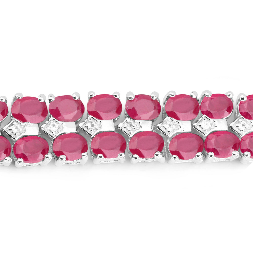 Ruby Tennis Bracelet With White Topaz 20 Carats Sterling Silver