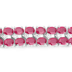 Ruby Tennis Bracelet With White Topaz 20 Carats Sterling Silver