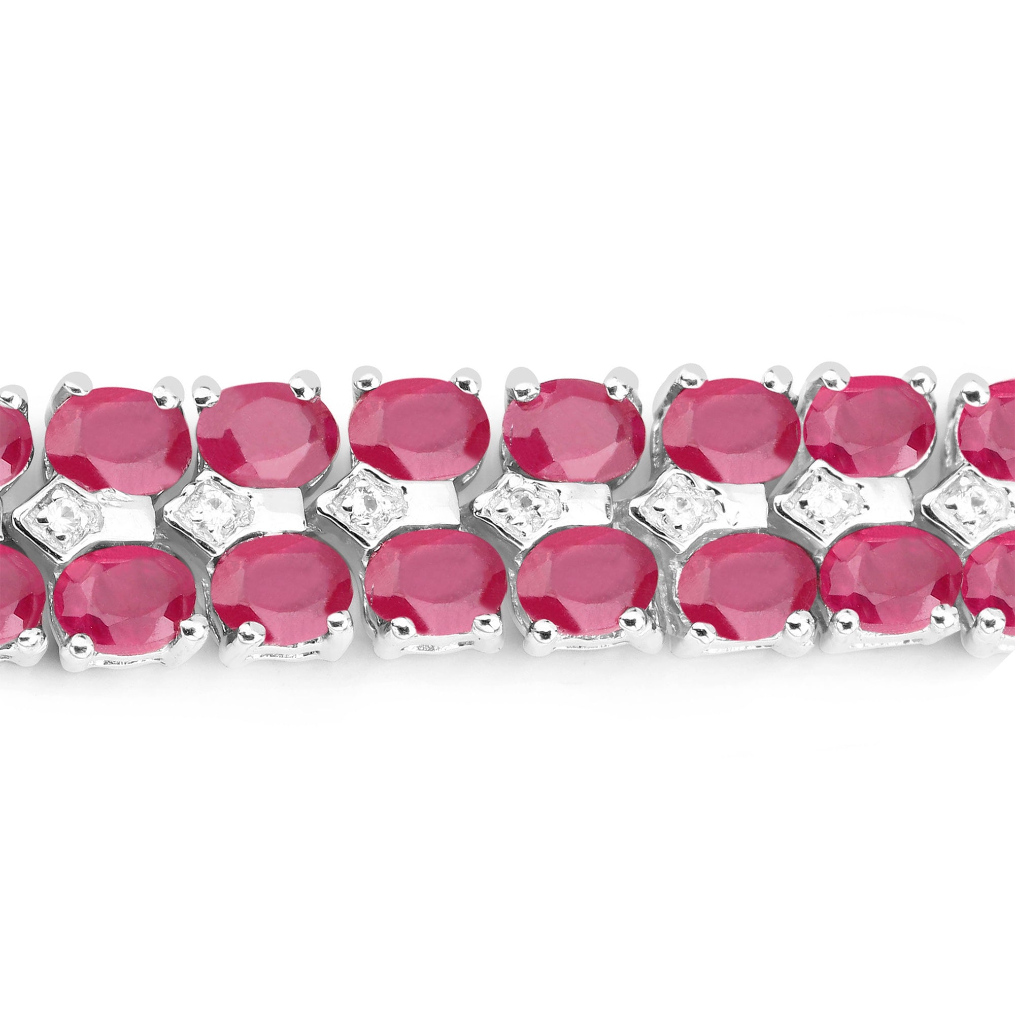 Ruby Tennis Bracelet With White Topaz 20 Carats Sterling Silver