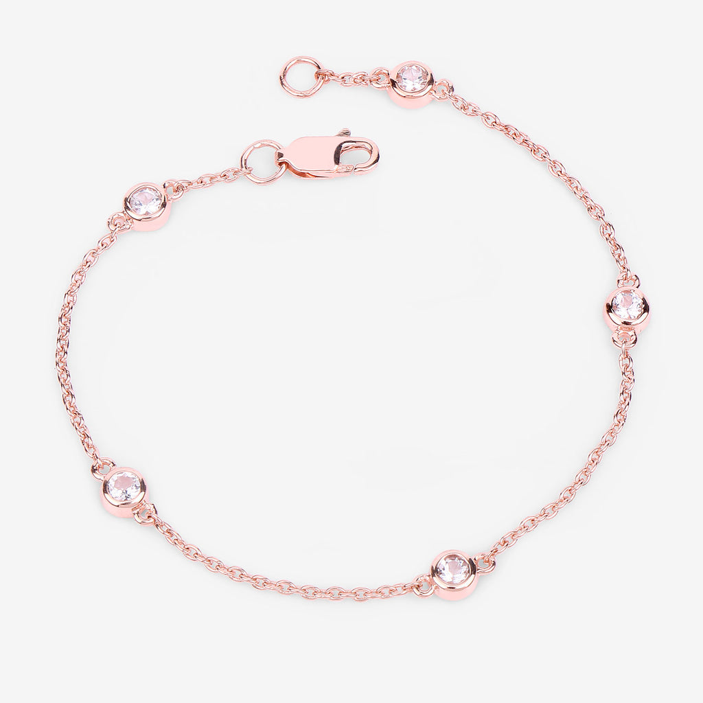 Morganite Bracelet 0.44 Carats Gold Plated Silver