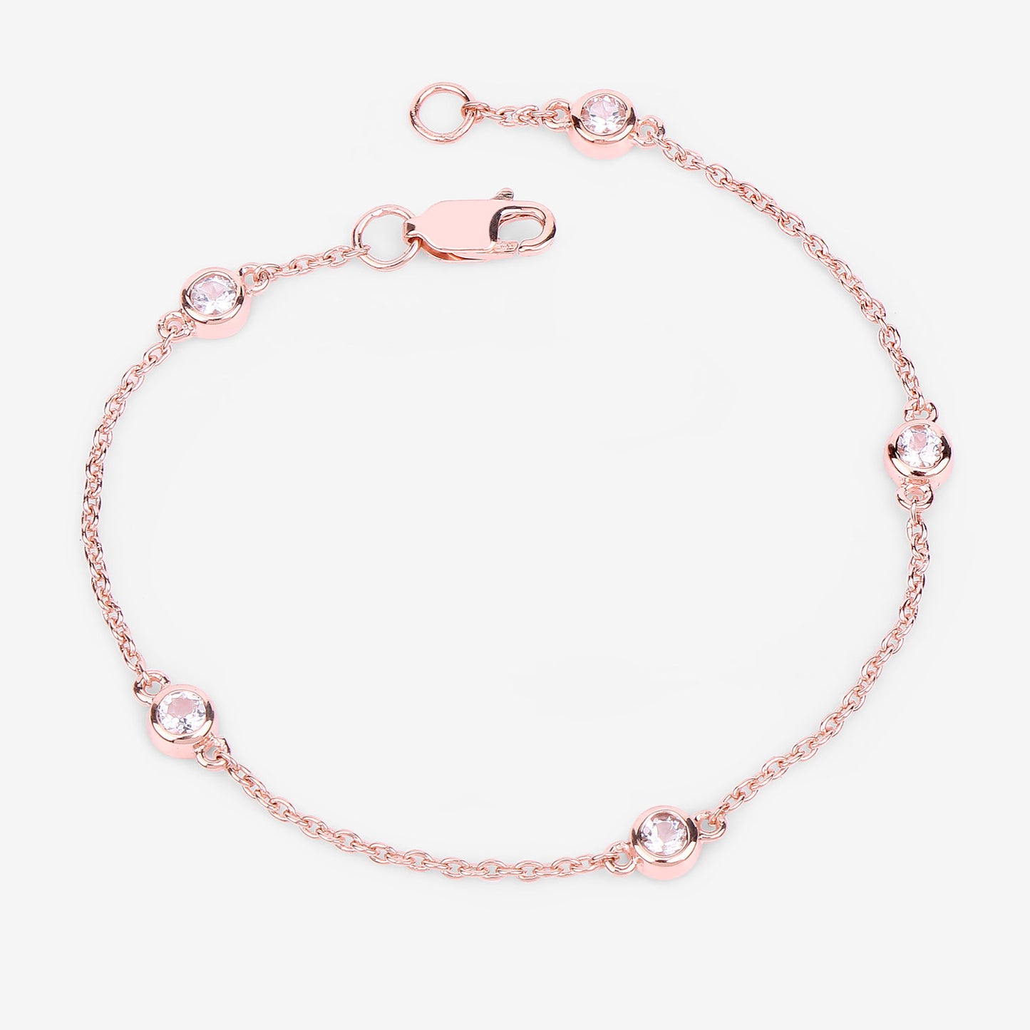 Morganite Bracelet 0.44 Carats Gold Plated Silver