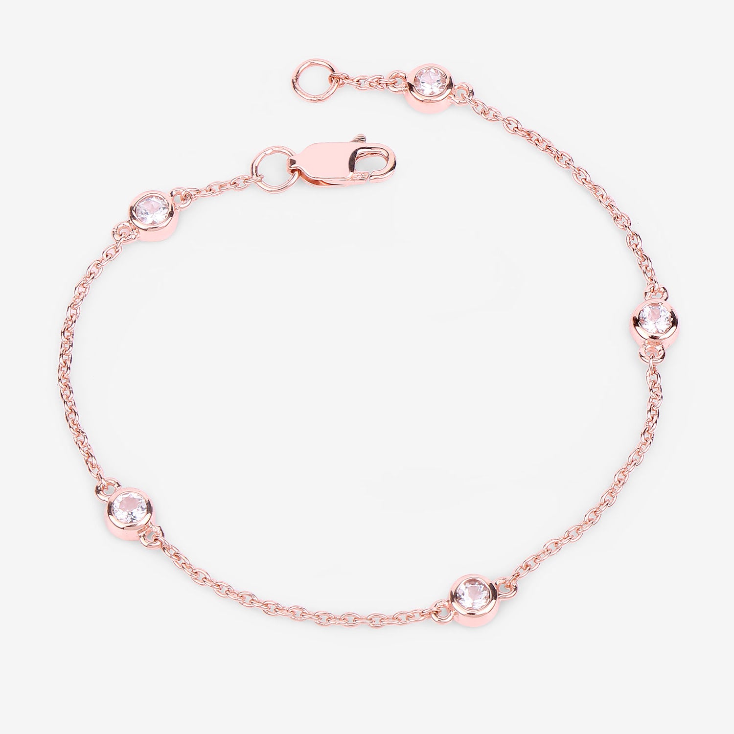 Morganite Bracelet 0.44 Carats Gold Plated Silver