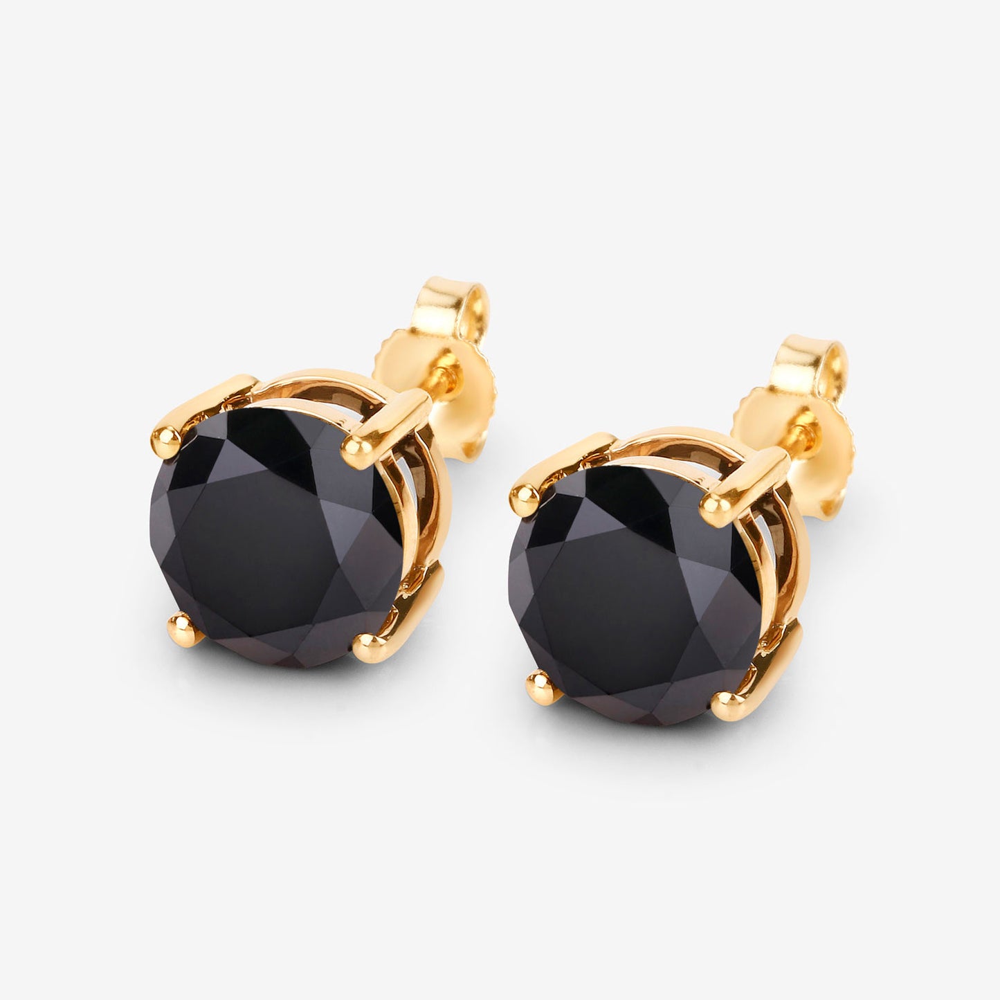 Black Diamond Stud Earrings 4.1 Carats 14K Yellow Gold