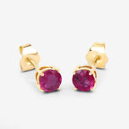 Ruby Stud Earrings 0.84 Carats 10K Yellow Gold