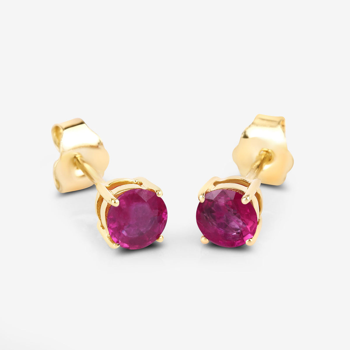 Ruby Stud Earrings 0.84 Carats 10K Yellow Gold