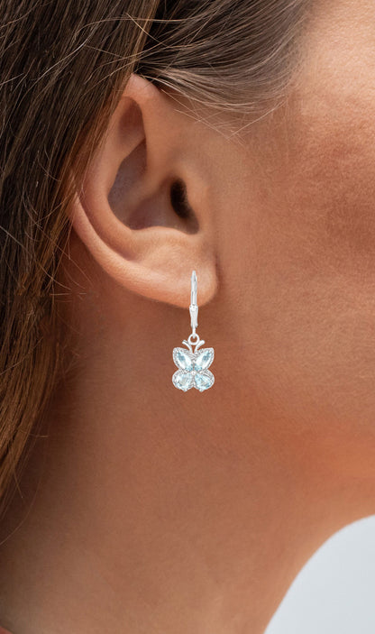 Aquamarine Butterfly Earrings 1.74 Carats Sterling Silver
