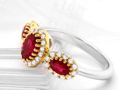 Ruby Ring With Diamonds 1.60 Carats 18K Gold