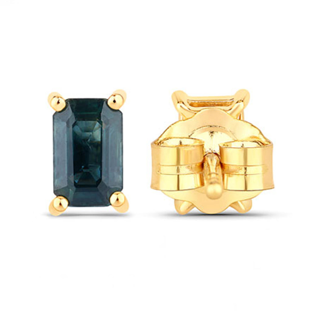 Blue Sapphire Stud Earrings 0.78 Carats 14K Yellow Gold