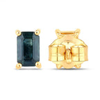 Blue Sapphire Stud Earrings 0.78 Carats 14K Yellow Gold