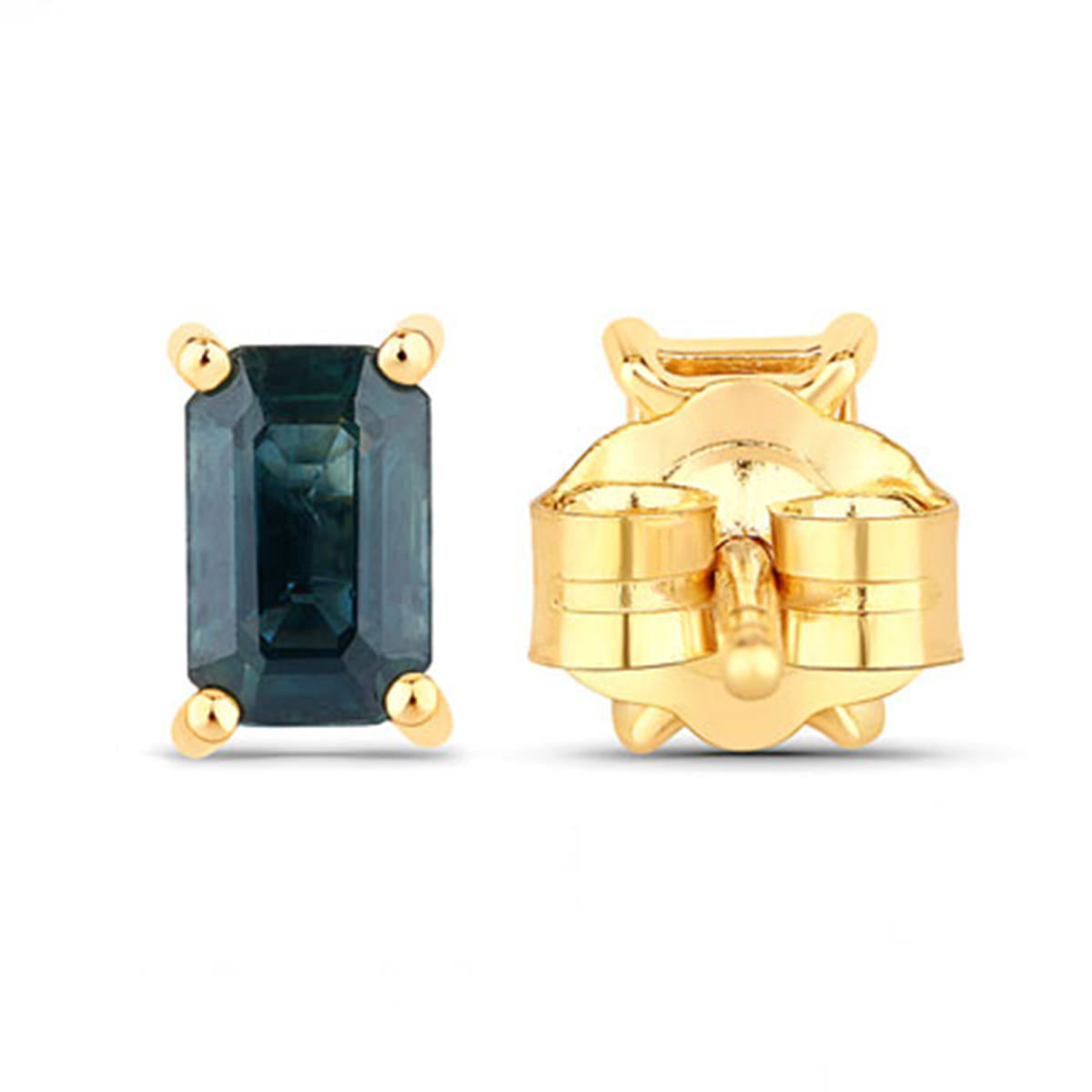 Blue Sapphire Stud Earrings 0.78 Carats 14K Yellow Gold